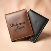Custom Engraved Leather Wallet for Men | Personalised Bifold Wallet with Name & Urdu Calligraphy